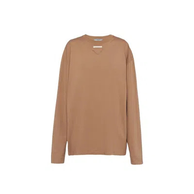 Prada Cotton Patch T-shirt In Brown