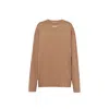 Prada Beige Cotton Jersey Long-sleeved T-shirt Women In Brown