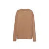 Prada Beige Cotton Jersey Long-sleeved T-shirt Women In Brown