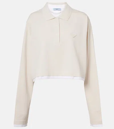 Prada Long-sleeved Polo Shirt In White
