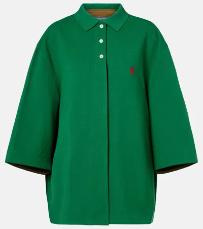 Prada Cotton Piqué Coat In Green