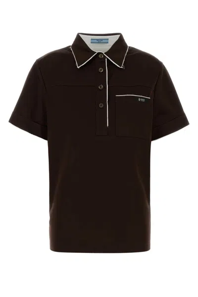 Prada Chocolate Cotton Polo Shirt In Brown