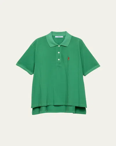 Prada Cotton Pique Polo Shirt In Green