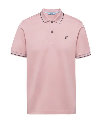 Prada Cotton Piqué Polo Shirt In Snow Pink