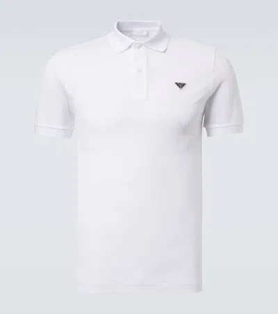Prada Piquet Shirt Polo Collar Short Sleeves In White
