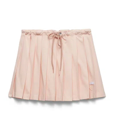 Prada Pleated Pique Drawstring Mini Skirt In Pink
