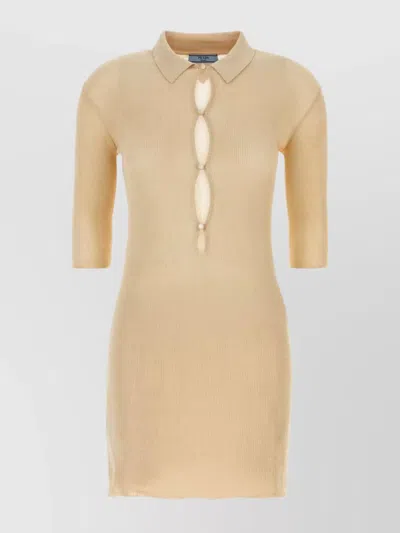 Prada Cotton Polo Dress Keyhole Detail In Brown