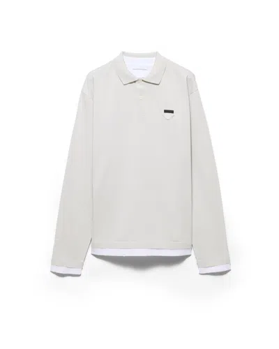 Prada Cotton Polo Shirt In Gray