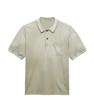 Prada Cotton Polo Shirt In Agave Green