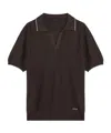 Prada Short-sleeved Polo In Brown Silk Blend In Black