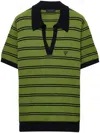 Prada Terry Cotton Striped Polo Shirt In Green