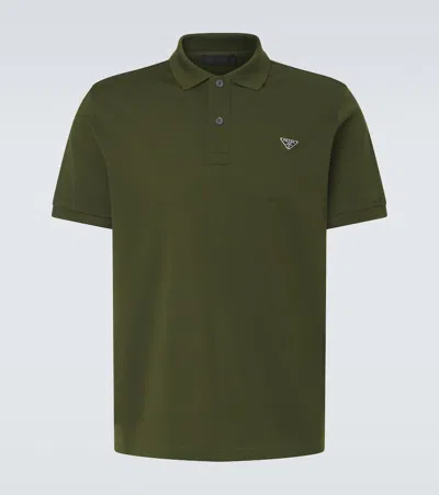 Prada Olive Green Piquet Polo Shirt