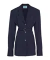 Prada Women Single-breasted Light Mohair Jacket In Blue