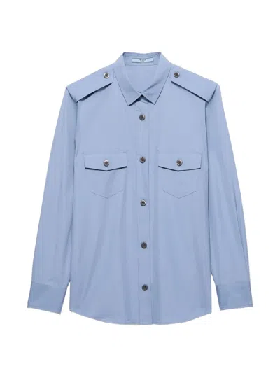 Prada Cotton Poplin Shirt In Blue
