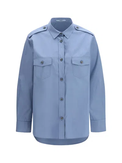 Prada Cotton Poplin Shirt In Blue