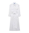 Prada Button Down Belted Poplin Midi Shirt Dress In White