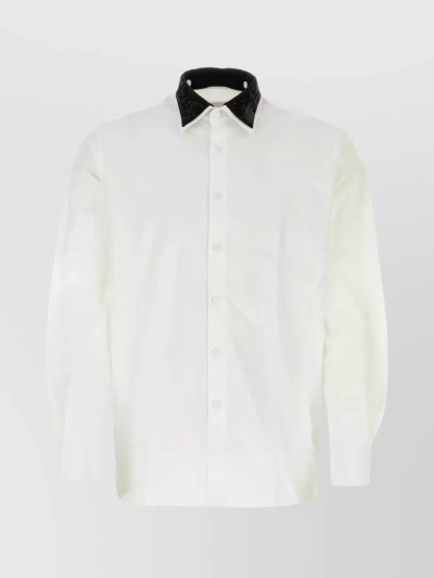 Prada Cotton Poplin Shirt With Detachable Sequined Collar In Black