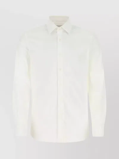 Prada Cotton Poplin Shirt With Rounded Cuffs In White