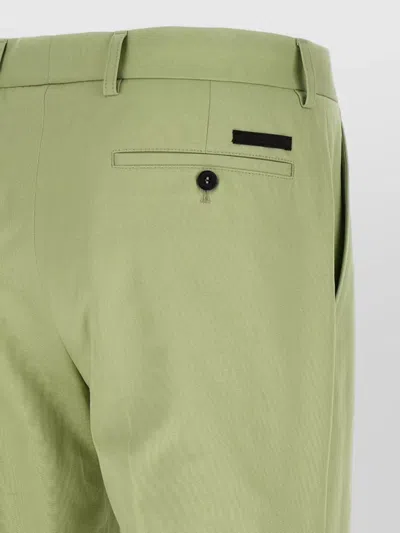 Prada Cotton Poplin Shorts Tailored Straight Leg In Green