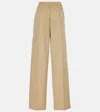 Prada Beige Poplin Trousers With Enamel Triangle Logo In Beige