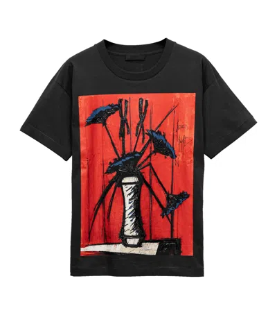 Prada Cotton Printed T-shirt In Grey