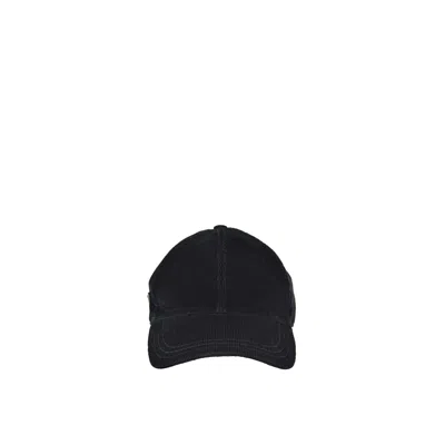 Prada Cotton Ribbed Hat In Black