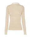 Prada Superfine Cotton Knit Mock-neck Top In Snow White