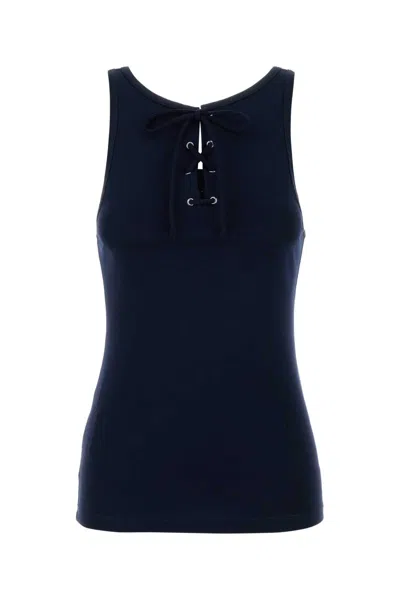 Prada Cotton Ribbed Tank Top In Blue