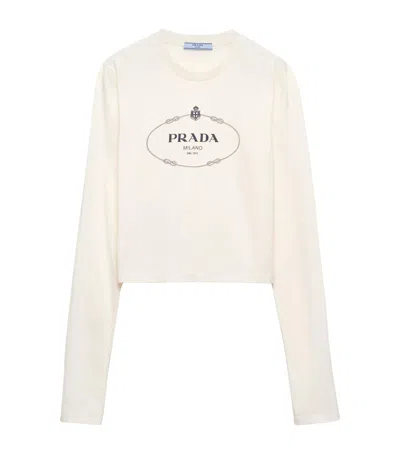 Prada Cotton Savoy Logo T-shirt In Neutral