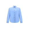 Prada Light Blue Stretch Poplin Shirt In Blue