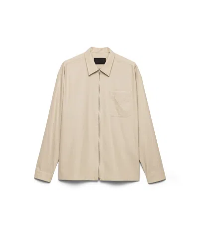 Prada Zip-up Straight Hem Overshirt In Neutral