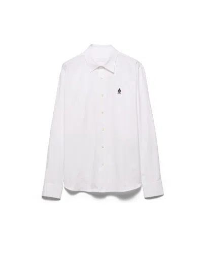 Prada Mens White Minimalist-logo Classic Cotton Shirt