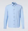 Prada Light Blue Stretch Poplin Shirt In Blue