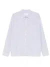 Prada Technical Fabric Shirt With Striped Pattern In Blue