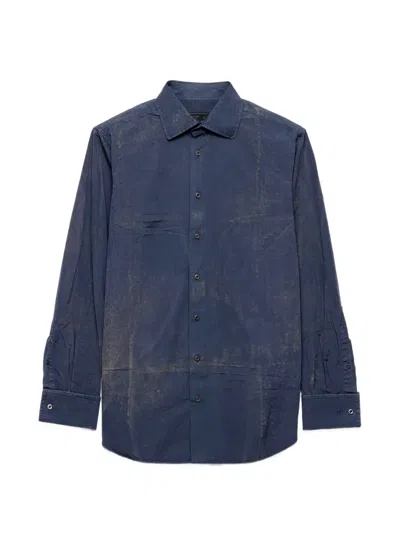 Prada Cotton Shirt In Blue