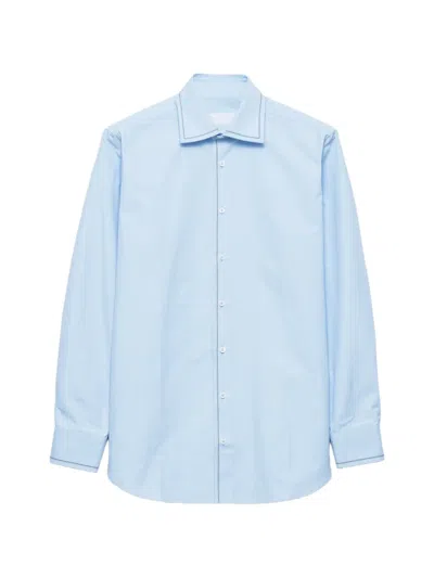 Prada Cielo Cotton Shirt In Blue