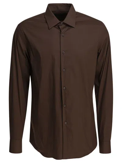 Prada Cotton Shirt In Brown