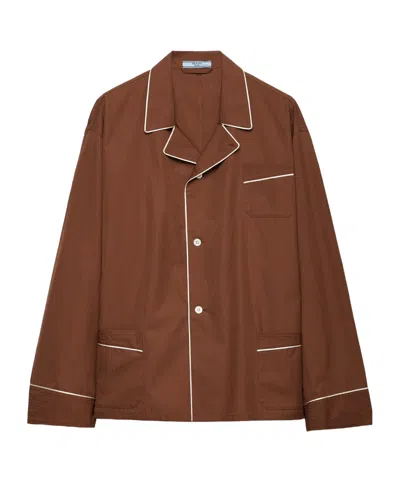 Prada Cotton Shirt In Brown