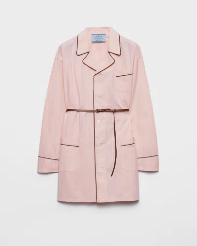 Prada Cotton Shirt Dress In Orange