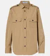 Prada Cotton Poplin Shirt Tailored Collar Button Epaulettes In Neutral