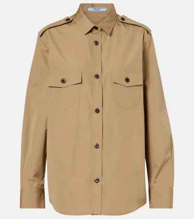 Prada Cotton Shirt In Neutral