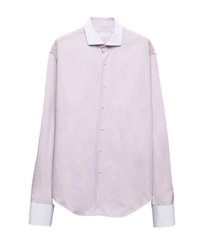 Prada Cotton Shirt In Pink+white