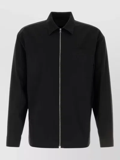 Prada Cotton Shirt Tailored Button Cuffs Chest Pocket In Black