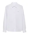 Prada Mens White Logo-embroidered Classic-fit Cotton Shirt In White