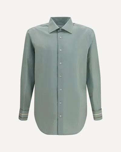 Prada Cotton Shirt With A Worn-in Effect In Green