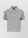 Prada Cotton Shirt With Collar And Ribbed Hem In Gray