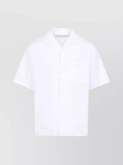 PRADA COTTON SHIRT WITH SHORT SLEEVES AND POCKETS