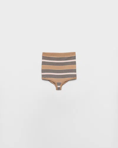 Prada Cotton Shorts In Brown