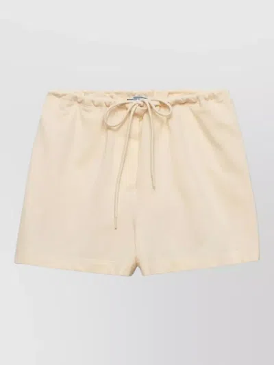 Prada Cotton Shorts Featuring Back And Side Pockets In Neutral