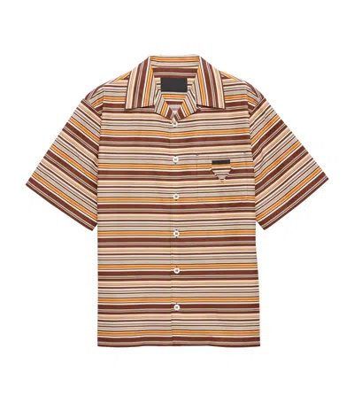 Prada Camicia In Misto Cotone Ricamato Uomo In Multi